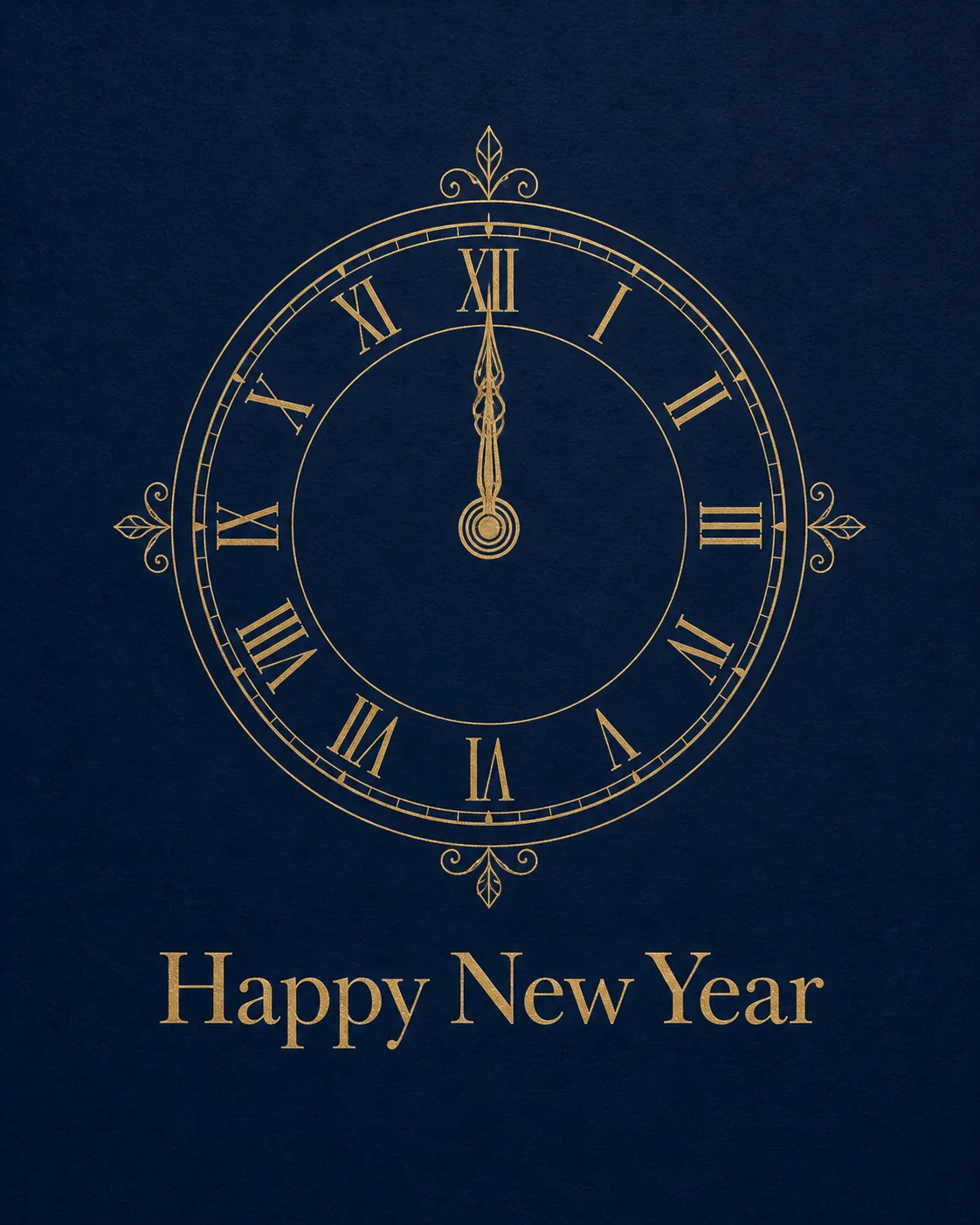 Minimalist Midnight Clock New Year Card