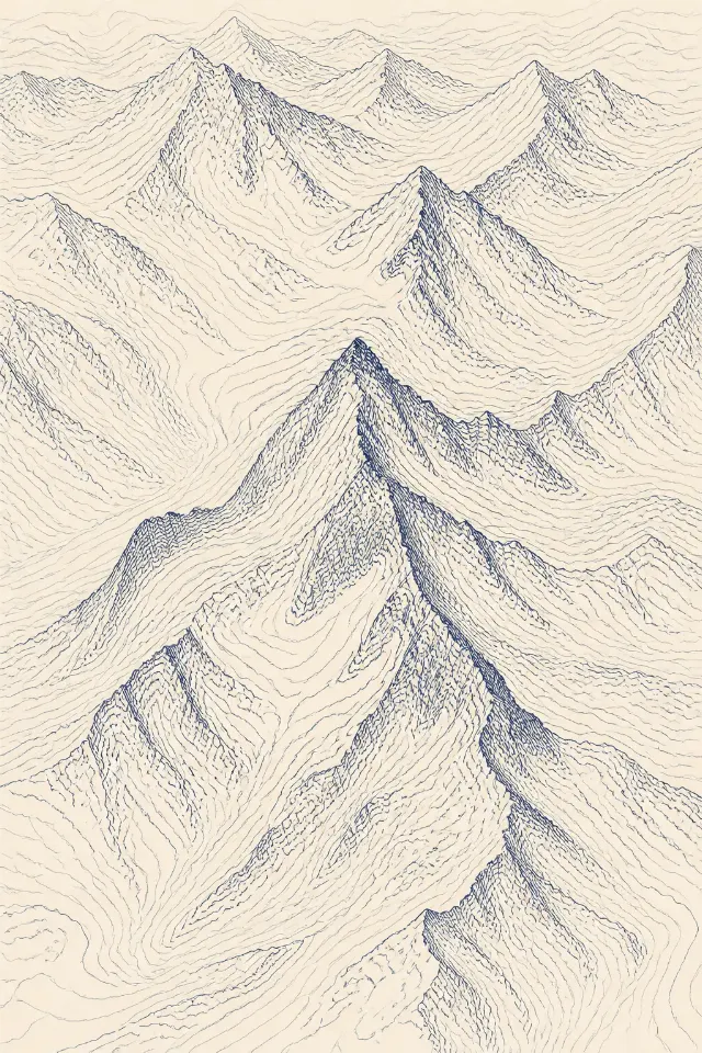 Minimalist Mountain Topographic Map Print
