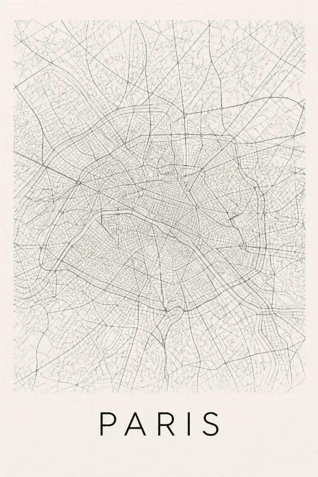 Minimalist Paris Street Map Wall Art