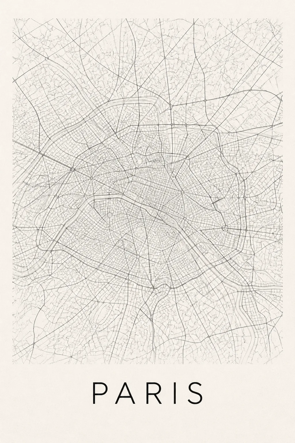 Minimalist Paris Street Map Wall Art