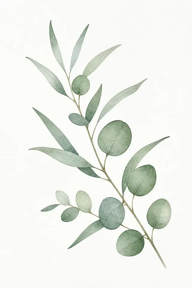 Minimalist Watercolor Eucalyptus Wall Art