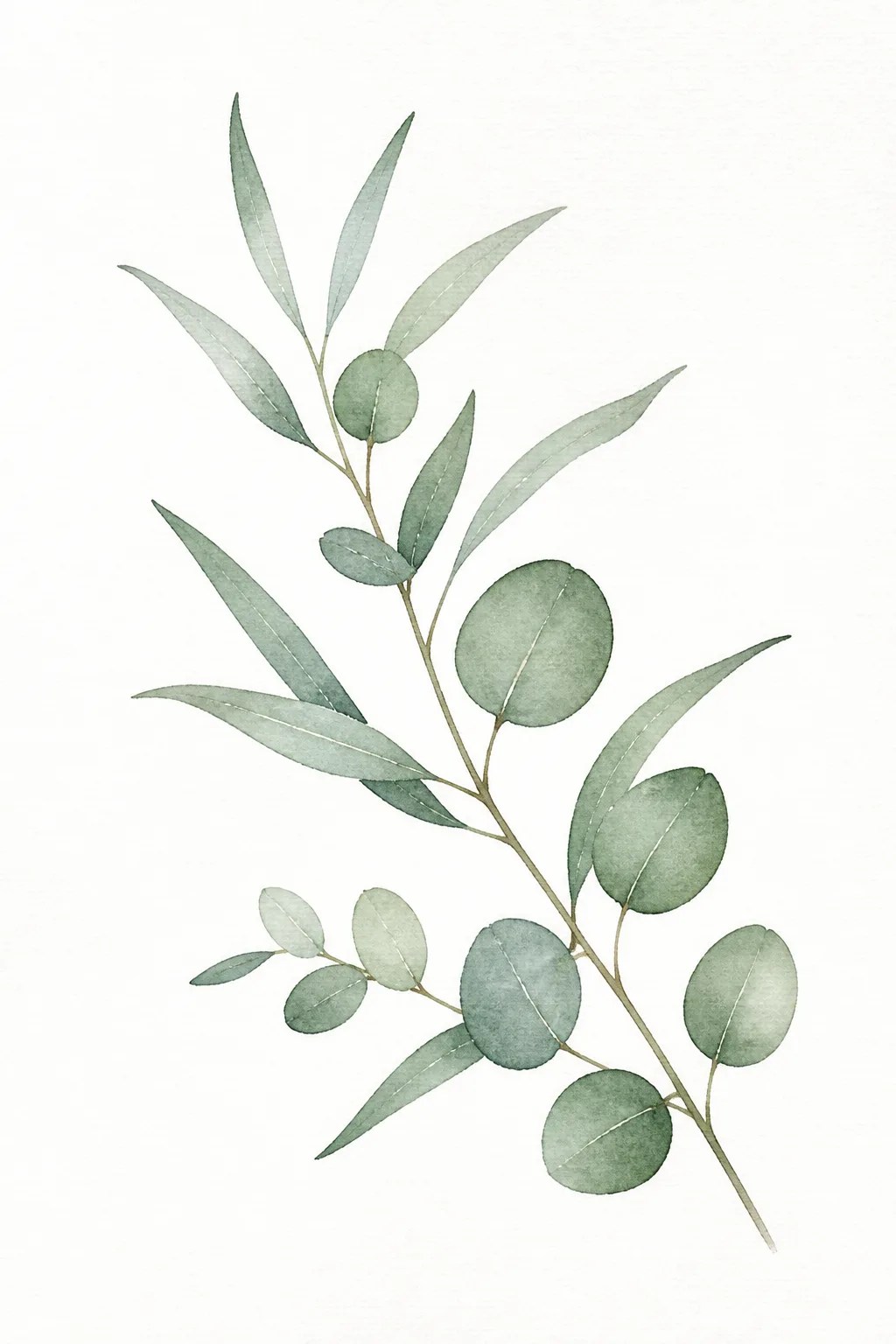 Minimalist Watercolor Eucalyptus Wall Art