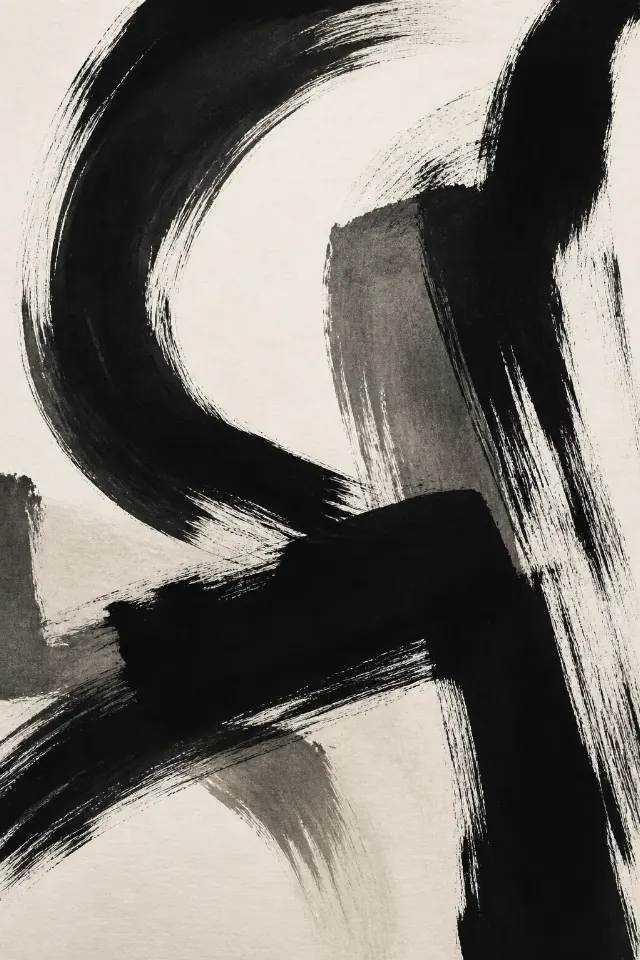 Monochrome Abstract Brushstroke Wall Art