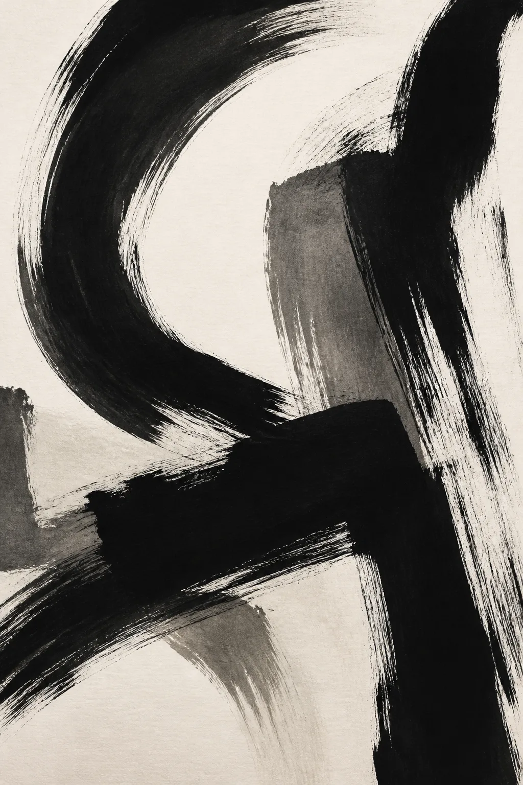 Monochrome Abstract Brushstroke Wall Art