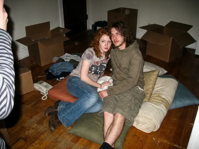 Moving Day Flip Phone Couple Photo