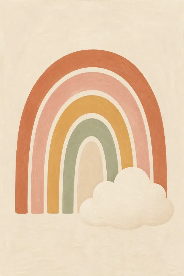 Muted Boho Rainbow Nursery Wall Art