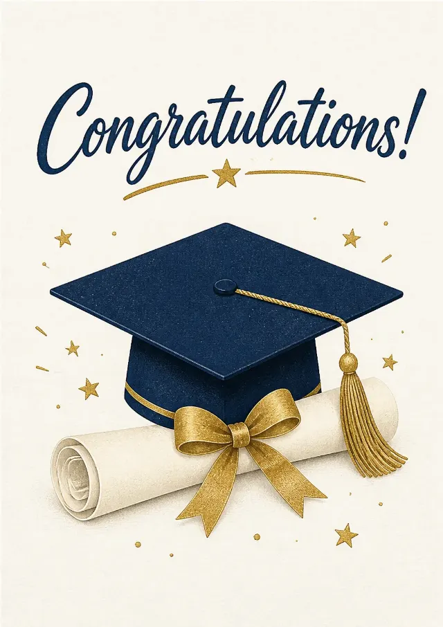 Navy Gold Graduation Congratulations Card
