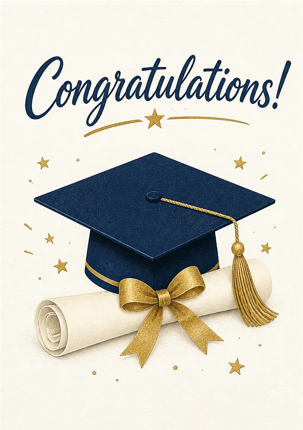 Navy Gold Graduation Congratulations Card