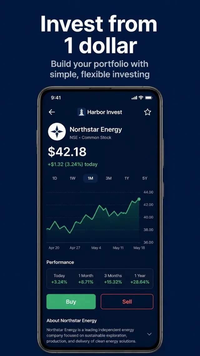 Navy Investing App Store Screenshot