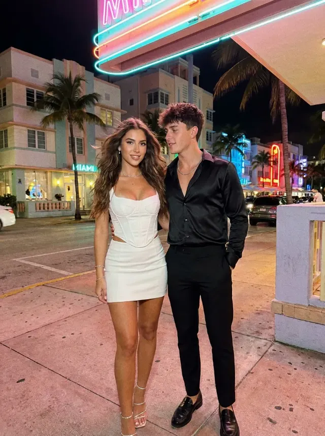 Neon Miami Art Deco Couple Photo