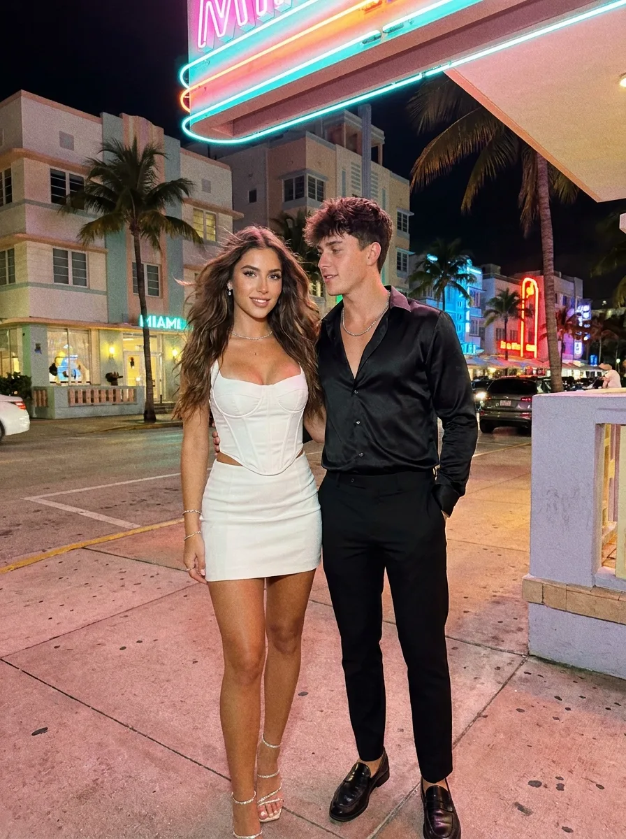 Neon Miami Art Deco Couple Photo