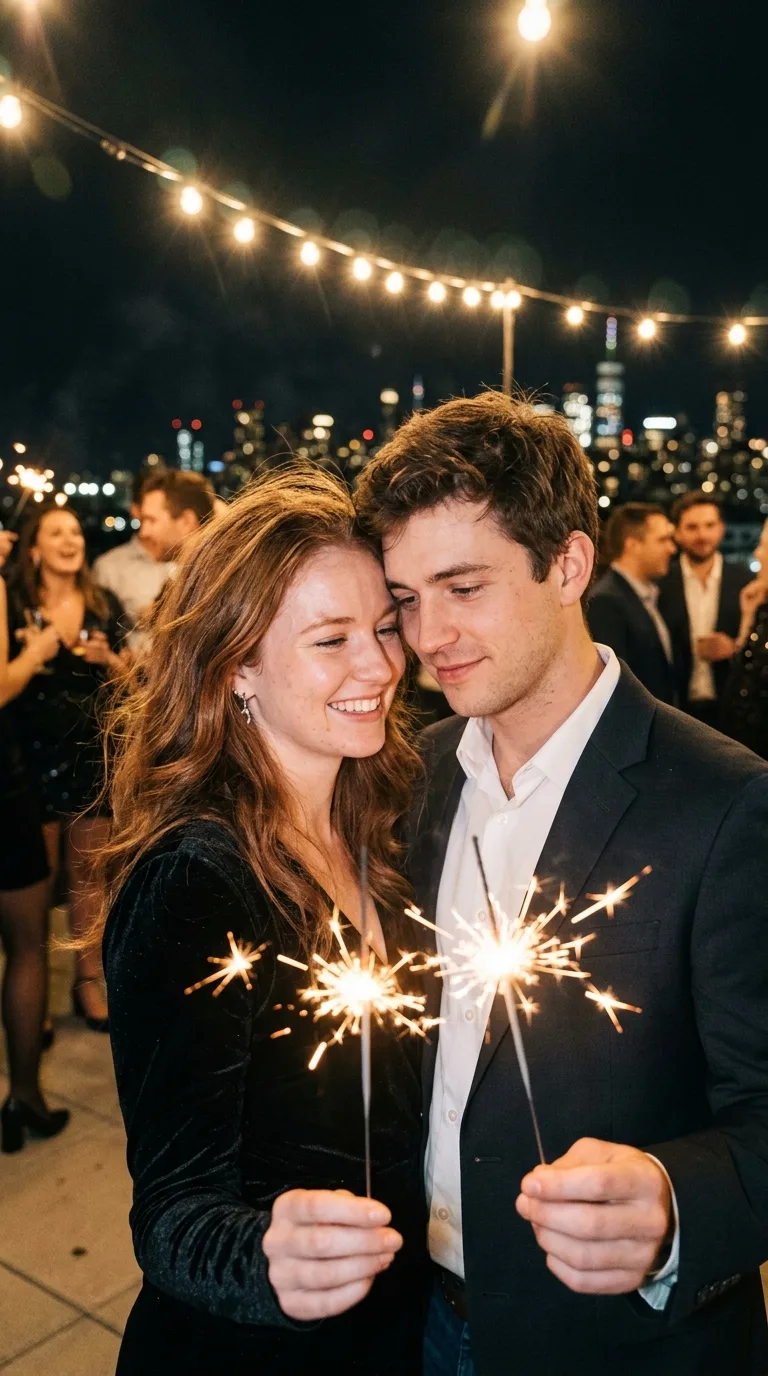 New Year's Eve Rooftop Couple Photo