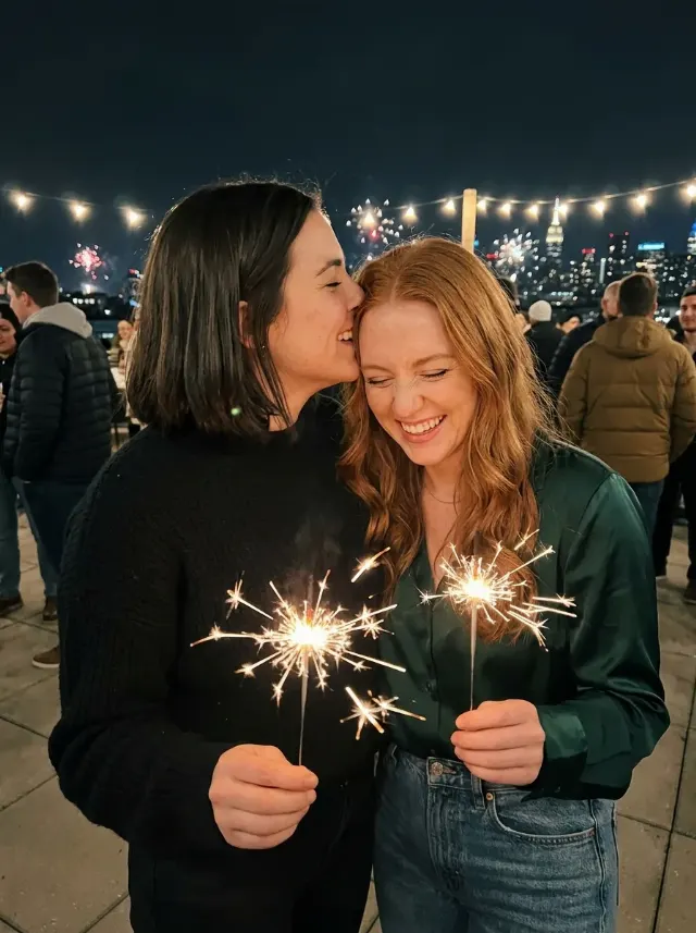 New Year's Eve Rooftop Couple Photo