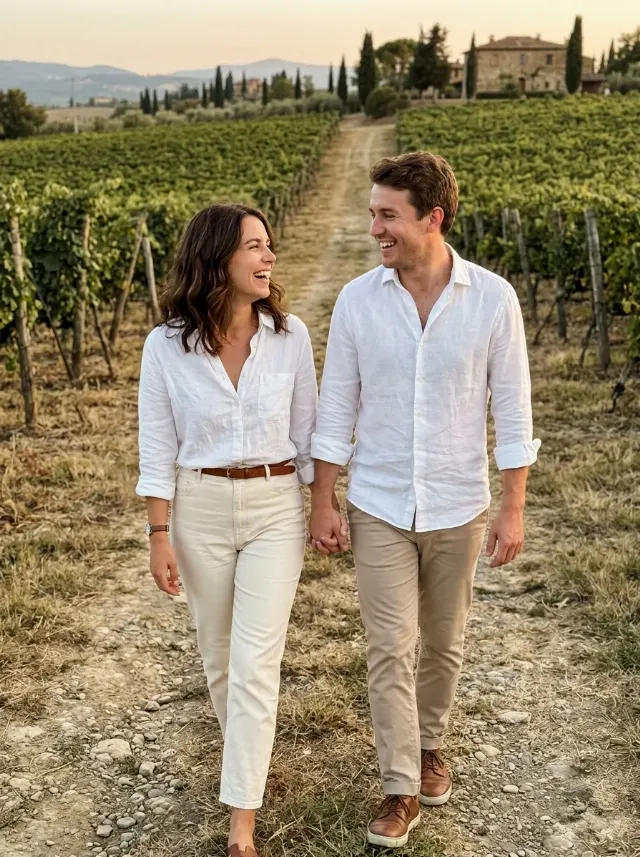 Old Money Tuscan Vineyard Couple Photo
