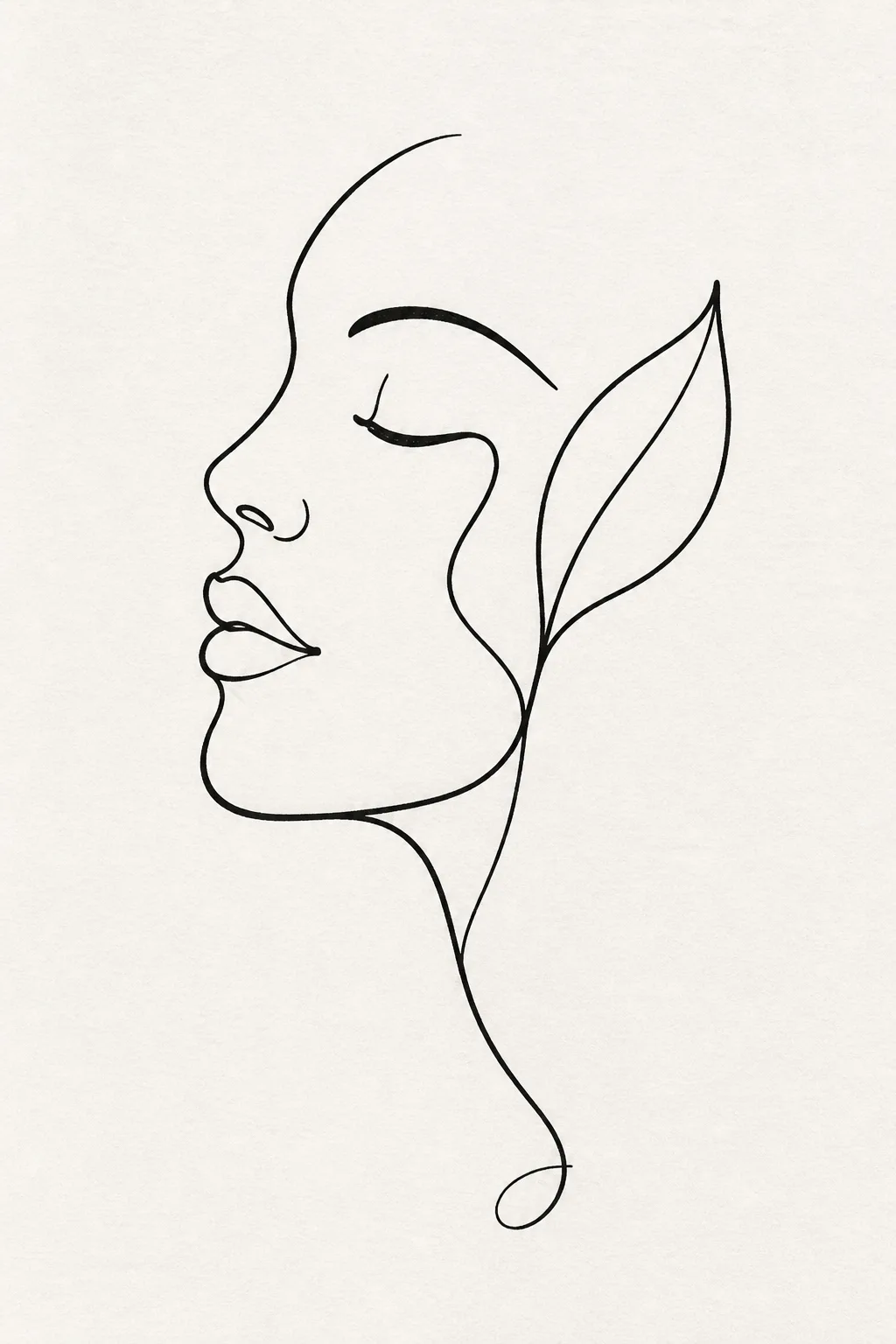 One-Line Woman Face Botanical Wall Art
