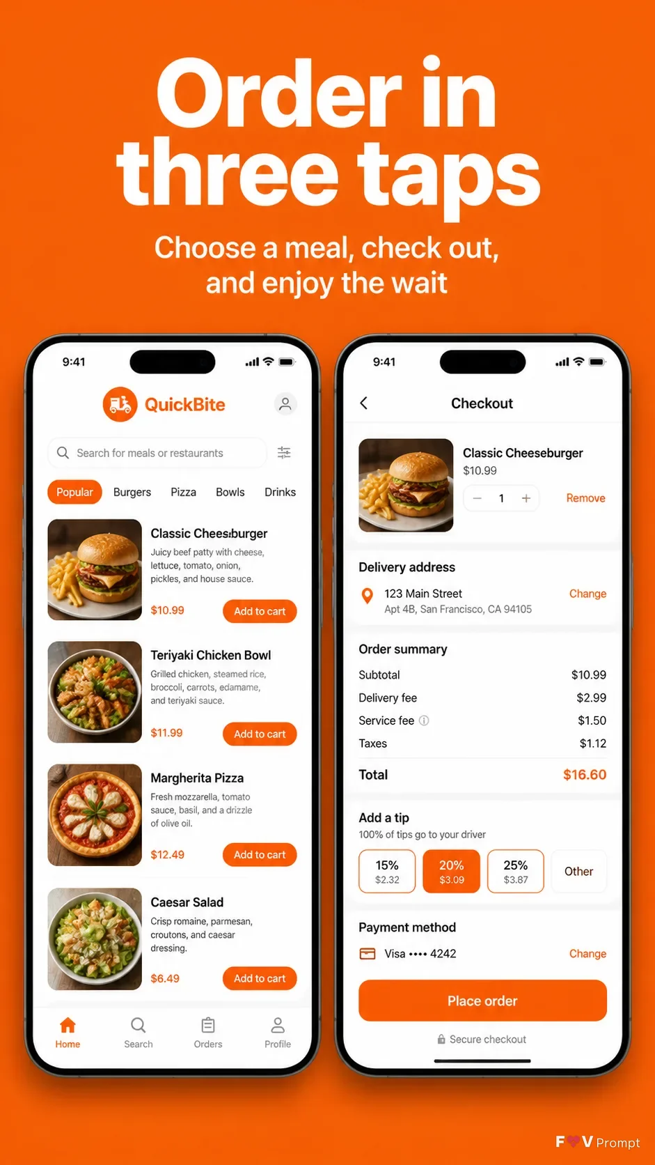 Orange Food Delivery App Screenshot