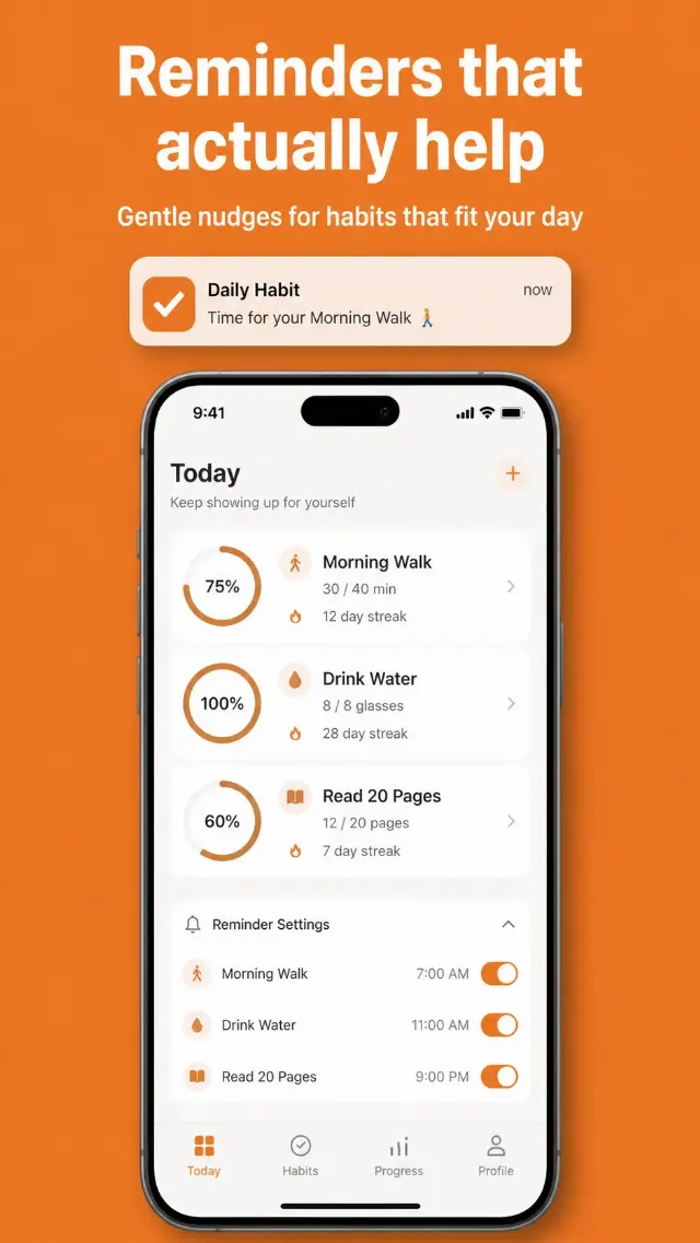 Orange Habit Tracker App Store Screenshot