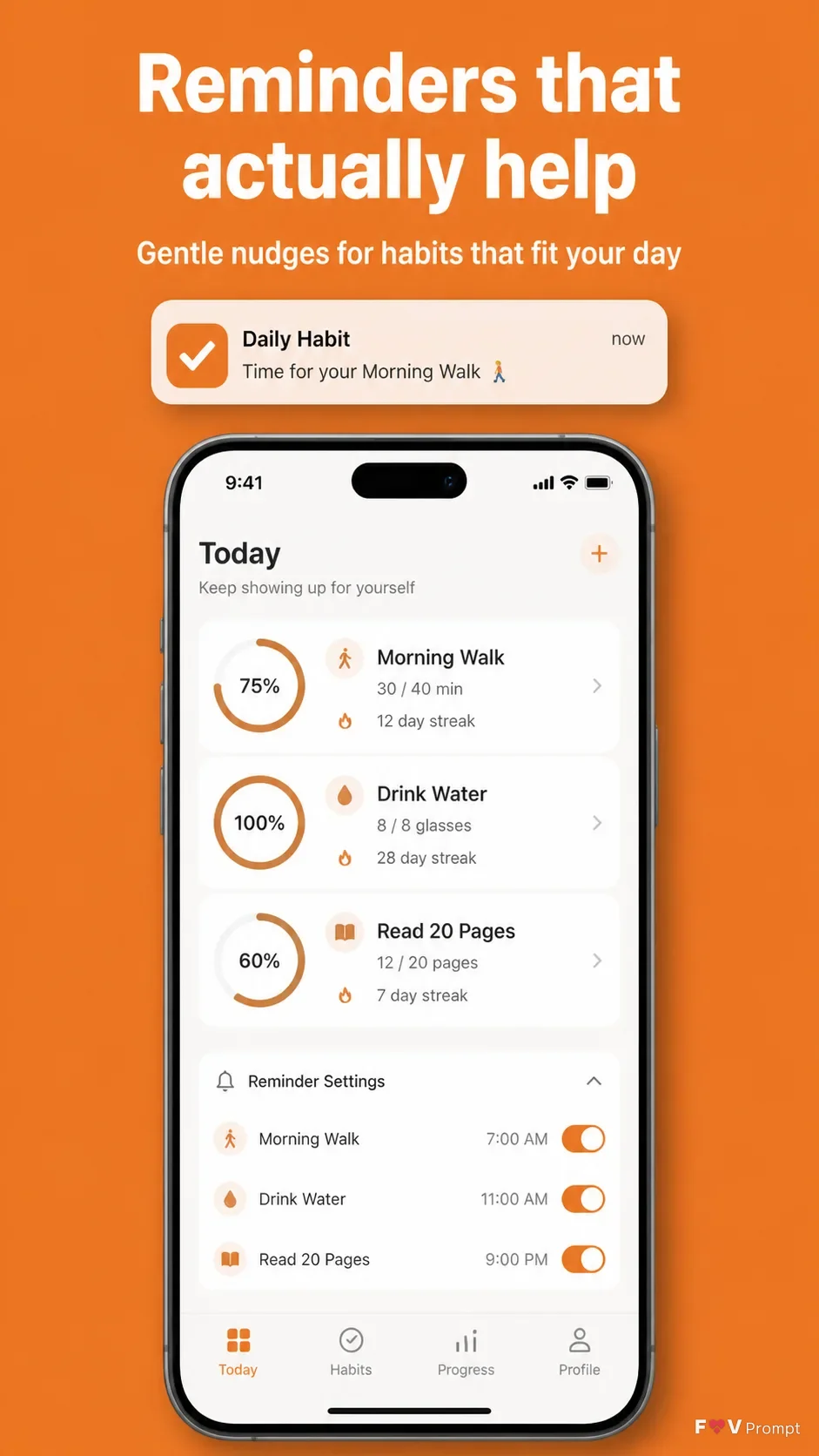 Orange Habit Tracker App Store Screenshot