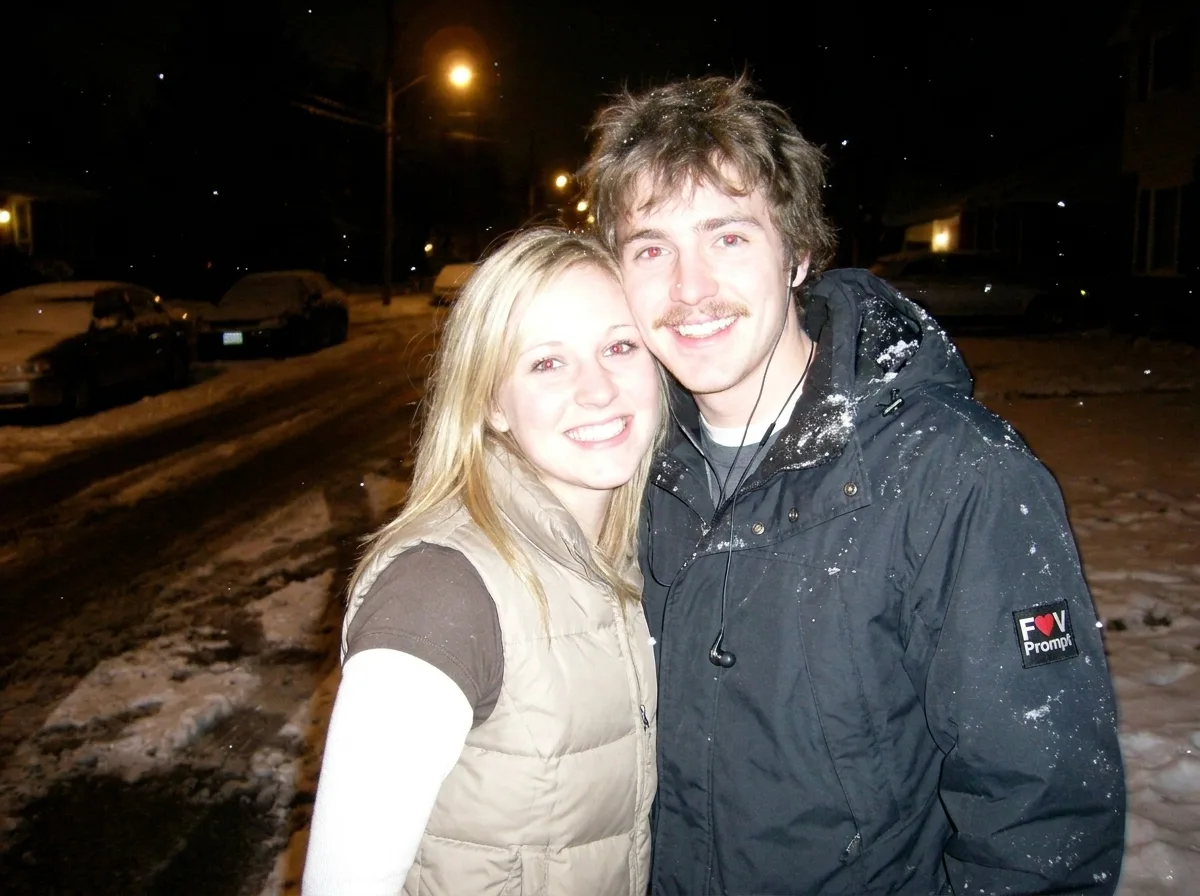 Overexposed Flash Couple Night Photo