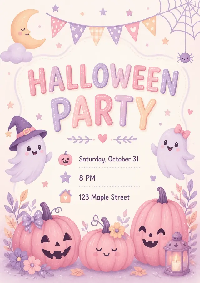 Pastel Halloween Party Invitation