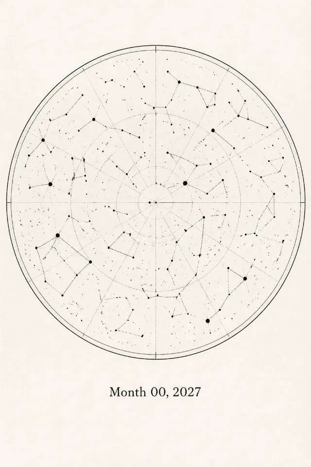 Personalized Black And White Star Map Print
