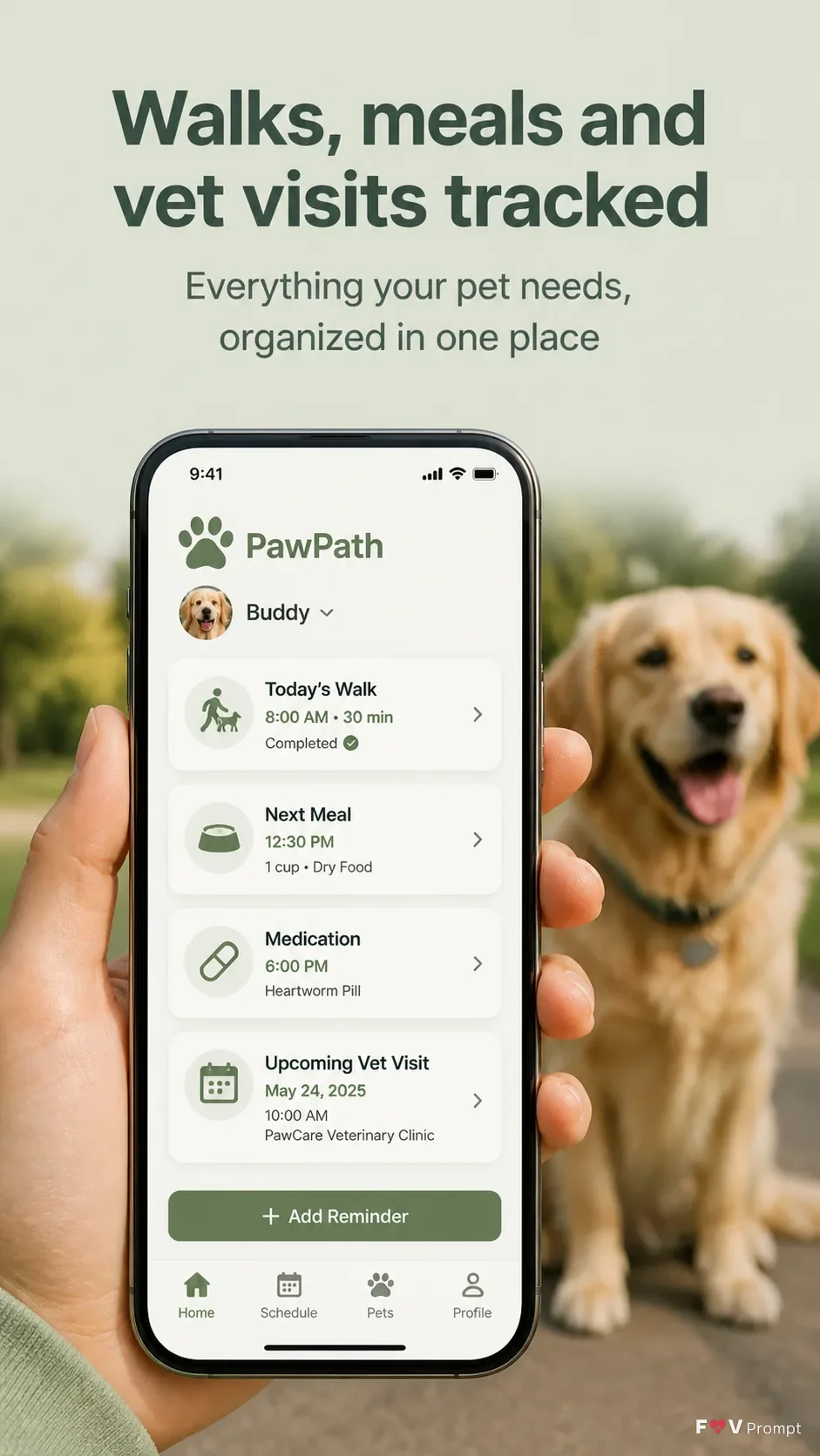 Pet Care App Store Screenshot With Dog