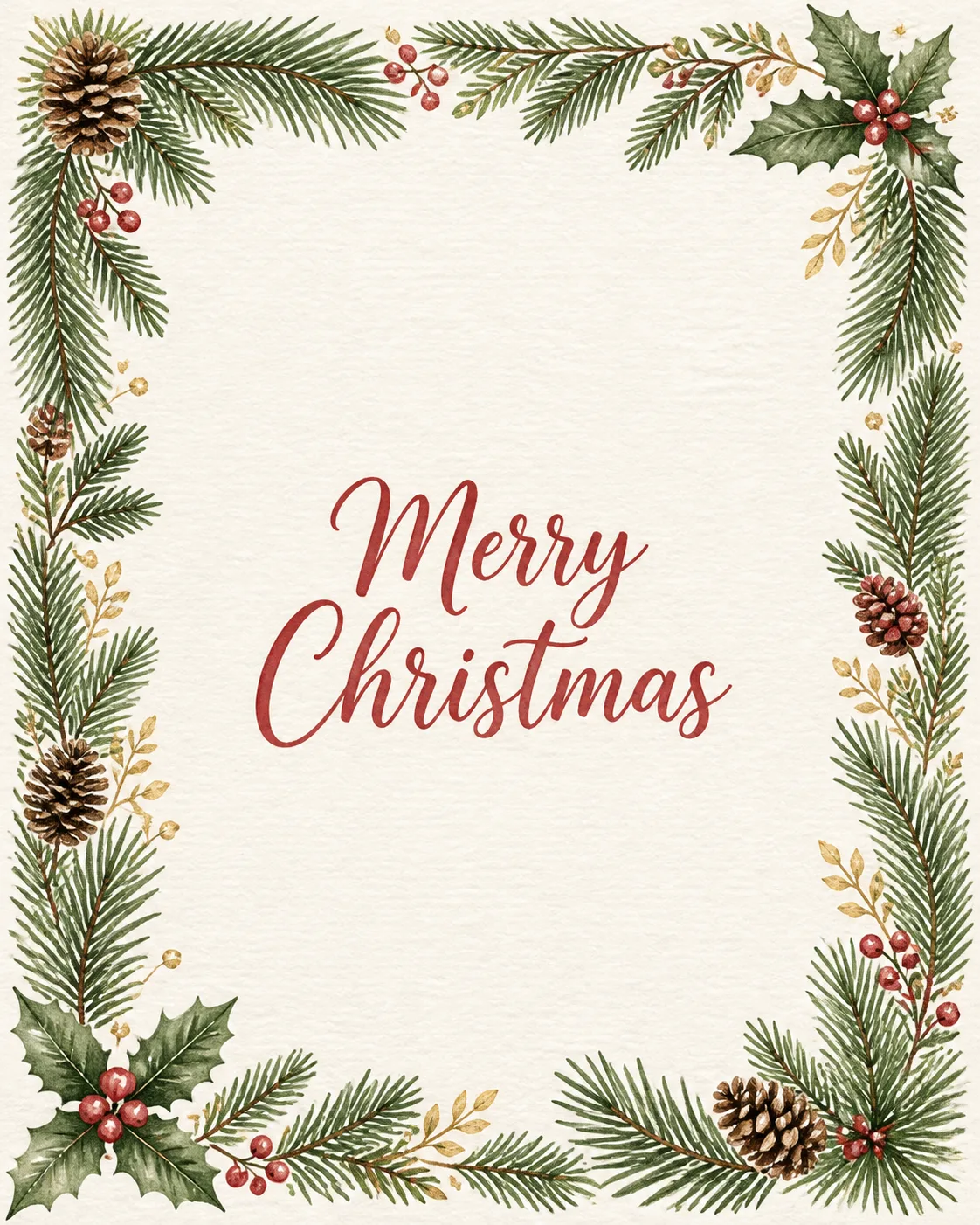 Pine Border Christmas Photo Card