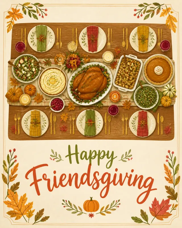 Playful Friendsgiving Dinner Table Card