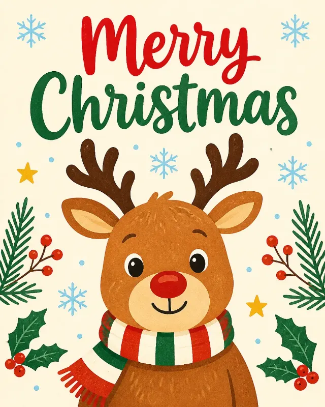 Playful Reindeer Christmas Greeting Card