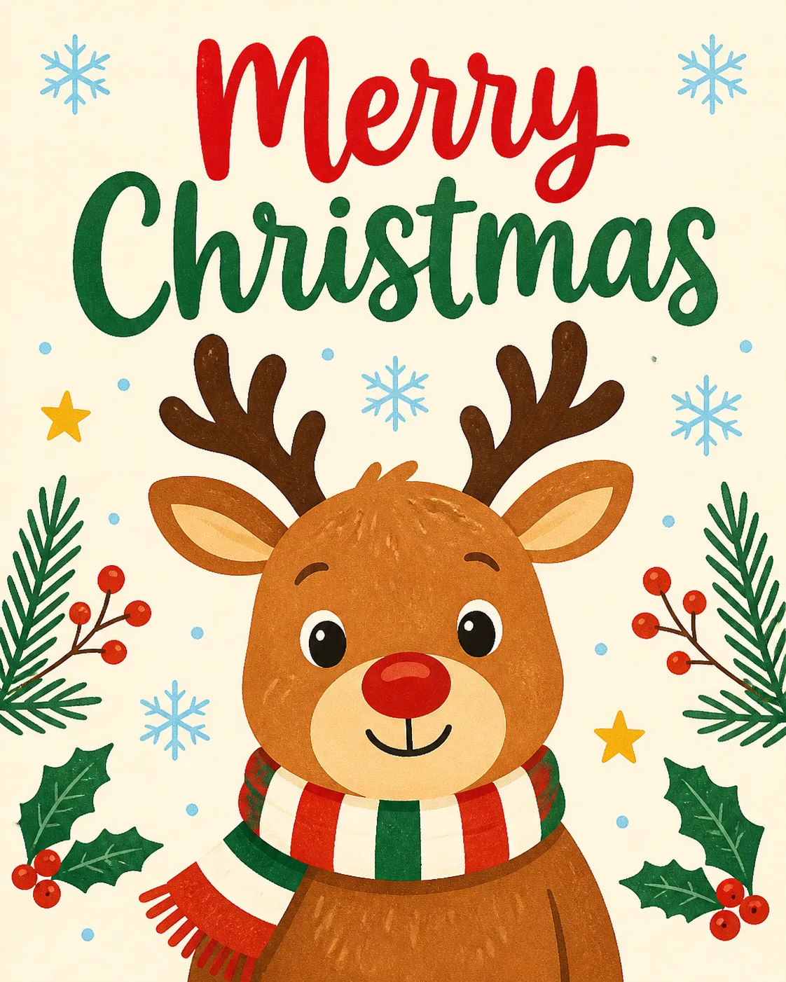 Playful Reindeer Christmas Greeting Card