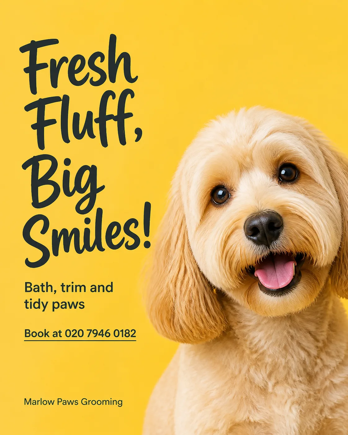Playful Yellow Dog Grooming Instagram Post