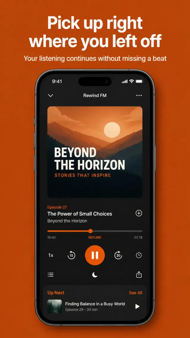 Podcast App Resume Player Store Screenshot