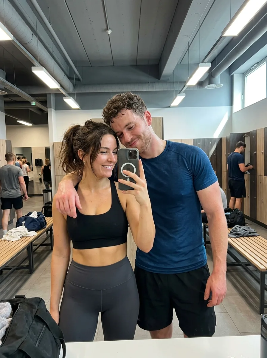 Post Workout Couple Gym Mirror Selfie