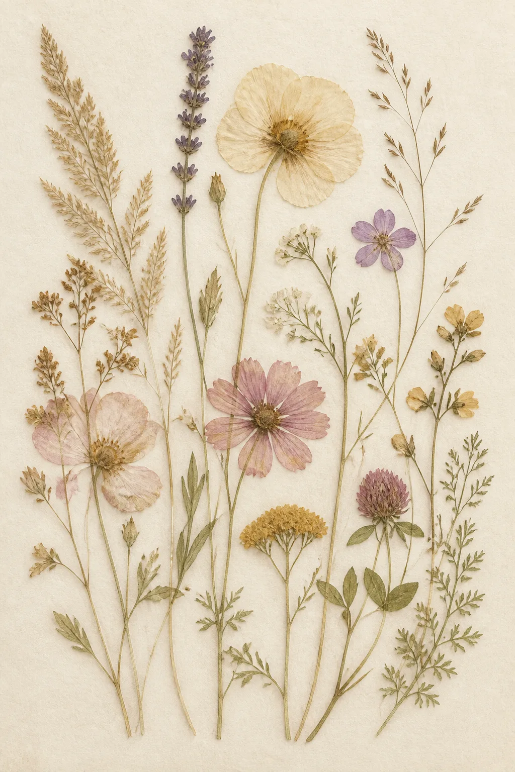 Pressed Wildflower Botanical Wall Art Print