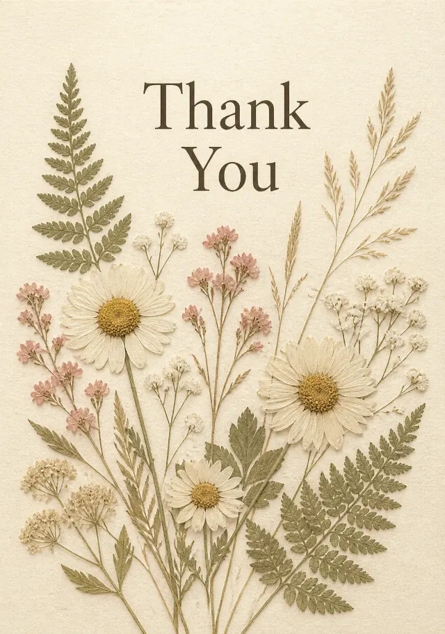 Pressed Wildflower Thank You Card