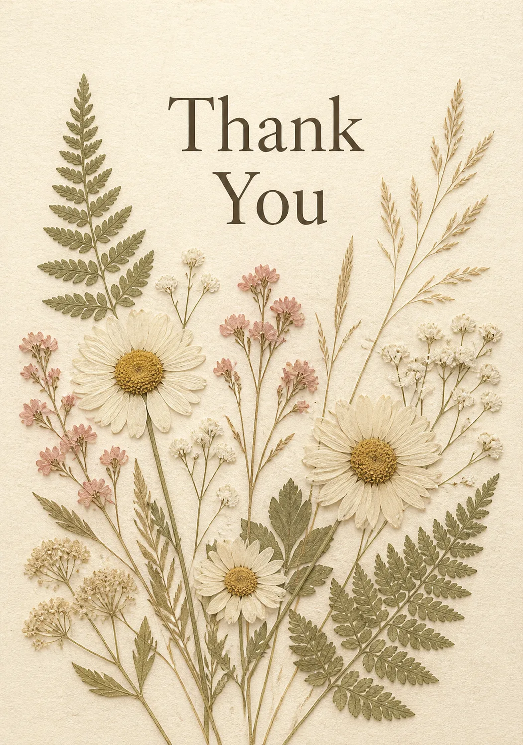 Pressed Wildflower Thank You Card
