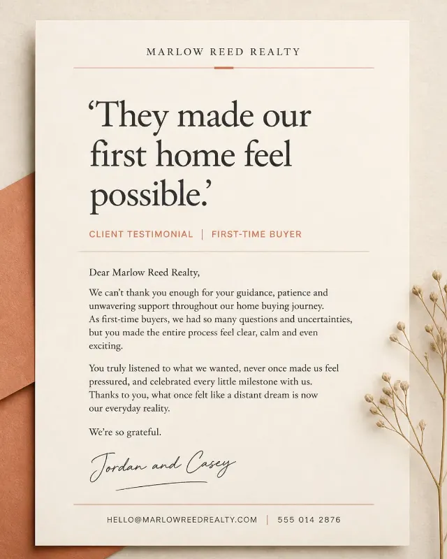 Printed Letter Real Estate Testimonial Post