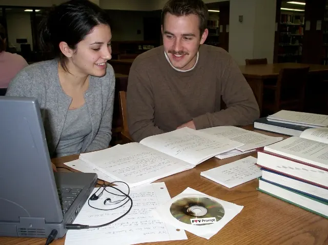 Quiet 2000s Couple Library Photo