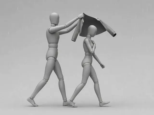 Rain Cover Walking Pose Reference