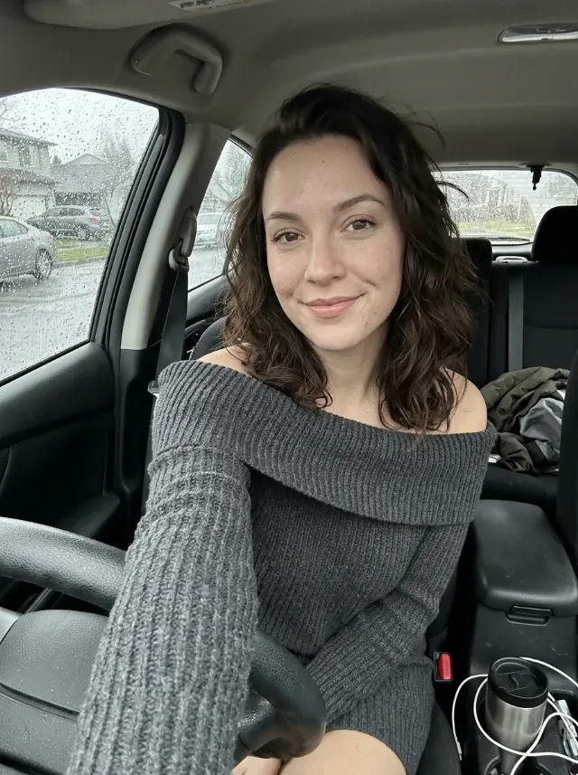 Rainy Day Car Selfie Sweater Dress