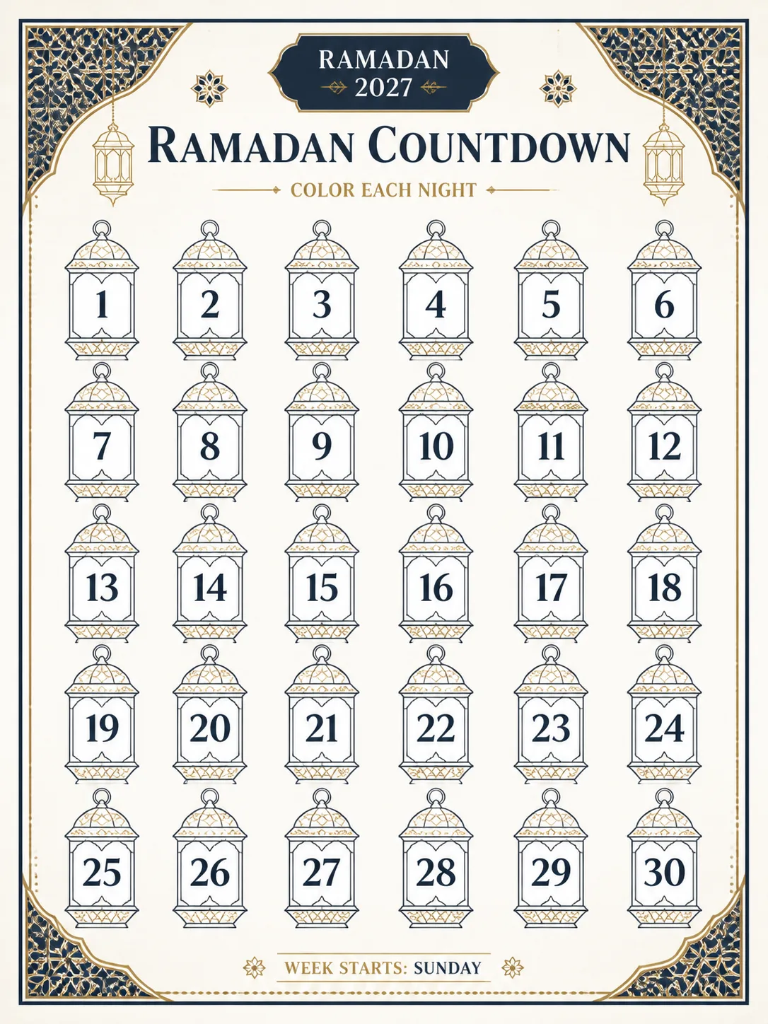 Ramadan Lantern Countdown Calendar