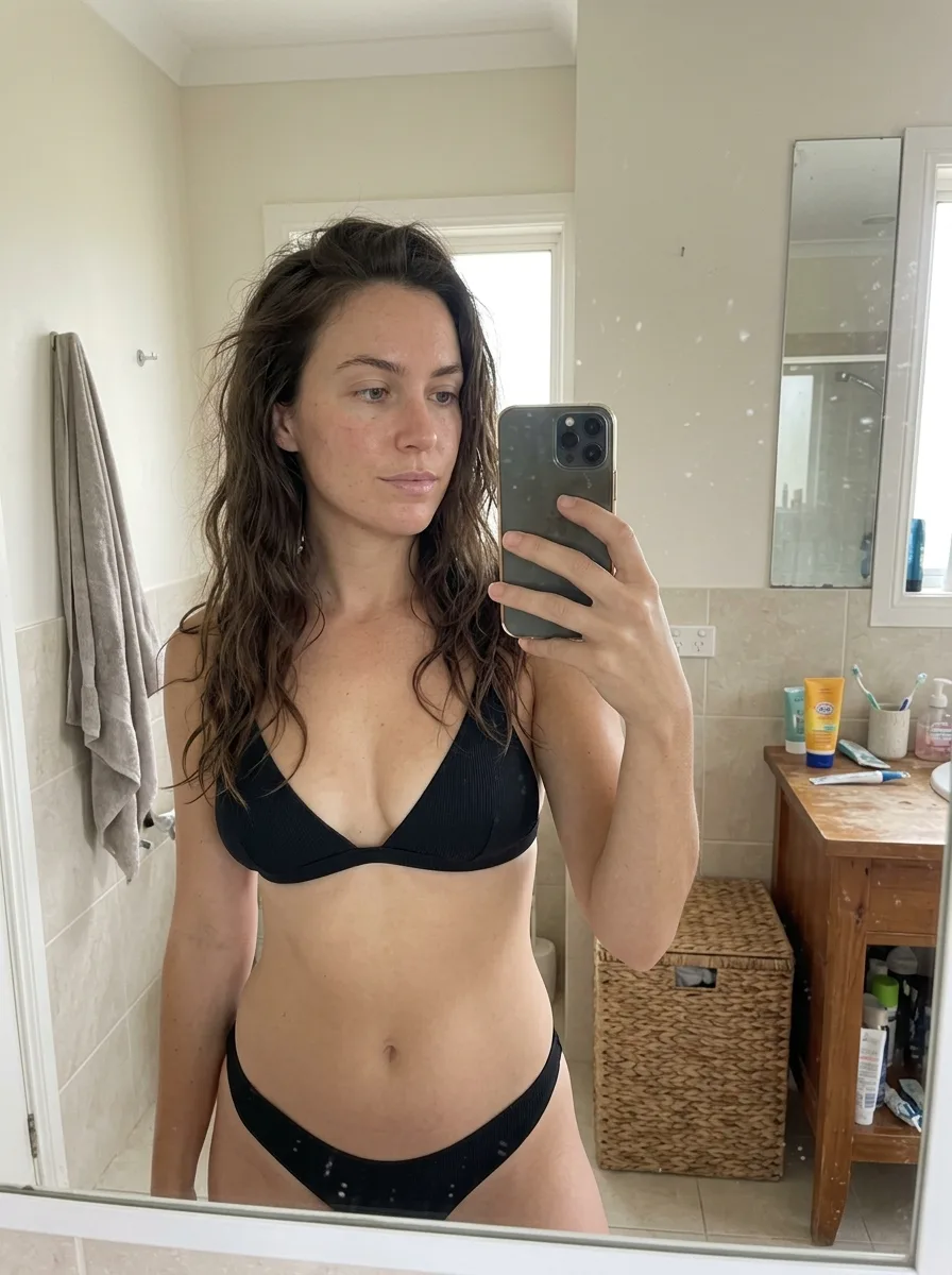 Realistic Beach House Bikini Mirror Selfie