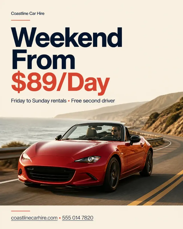Red Convertible Weekend Rental Instagram Post