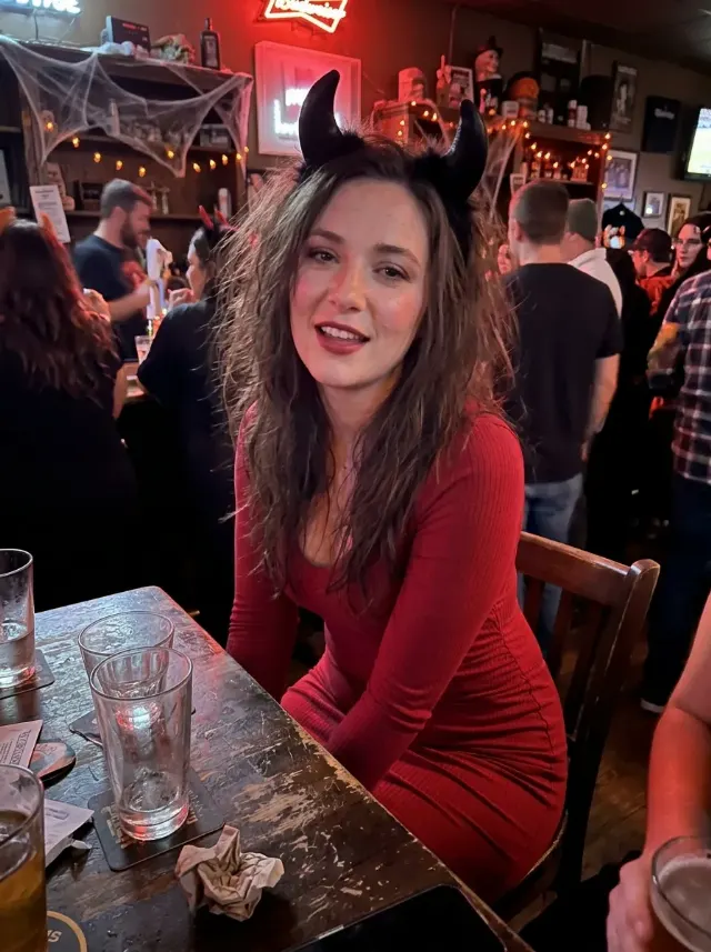 Red Neon Halloween Bar Portrait