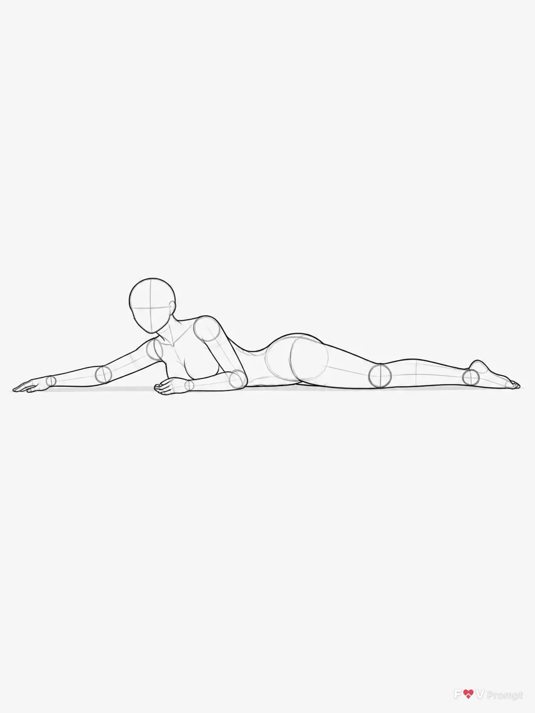 Relaxed Prone Female Pose Reference