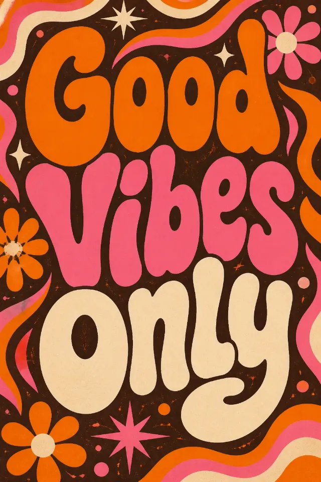 Retro 70s Bubble Letter Wall Art