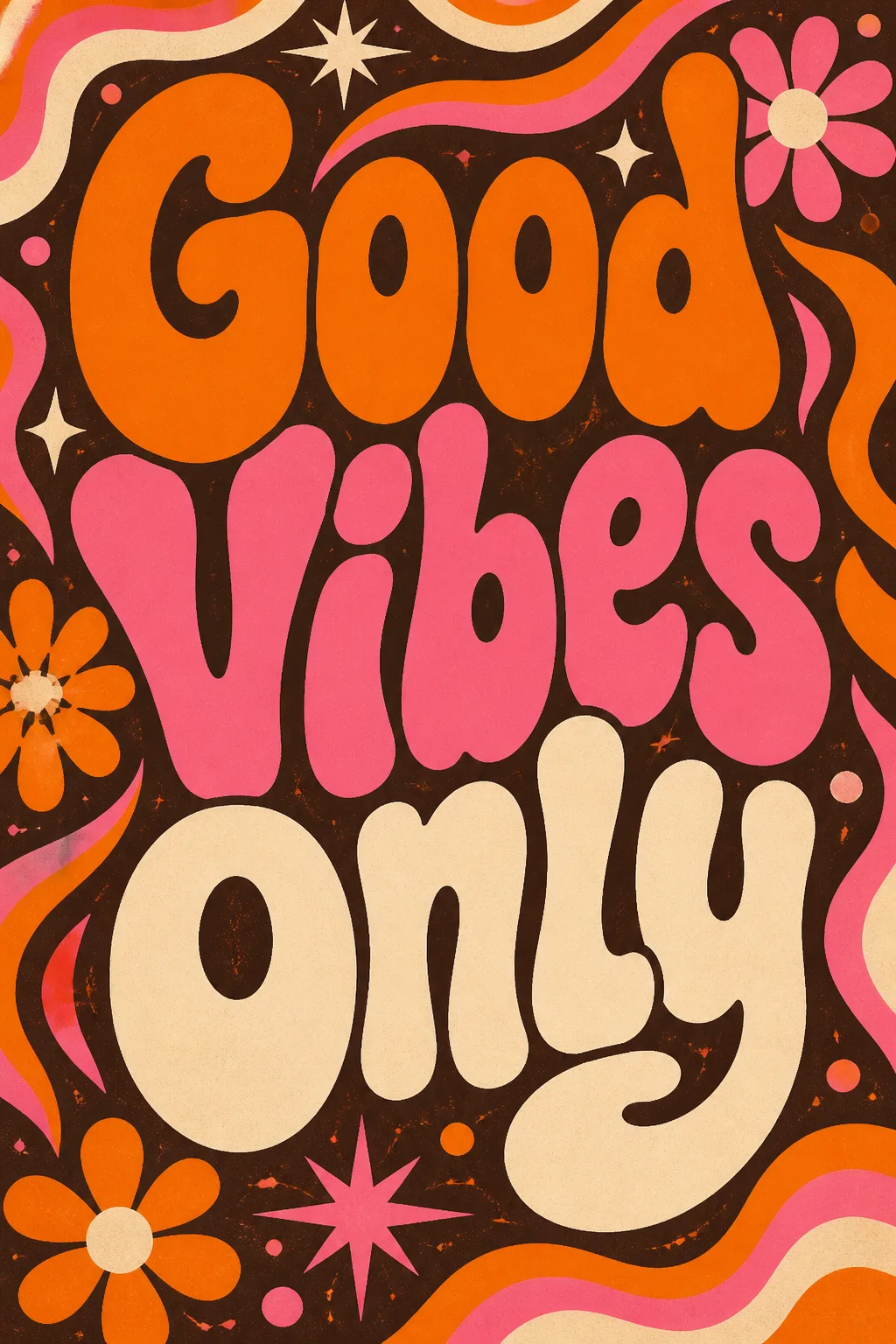 Retro 70s Bubble Letter Wall Art
