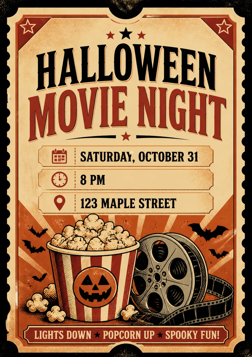 Retro Cinema Halloween Movie Invitation