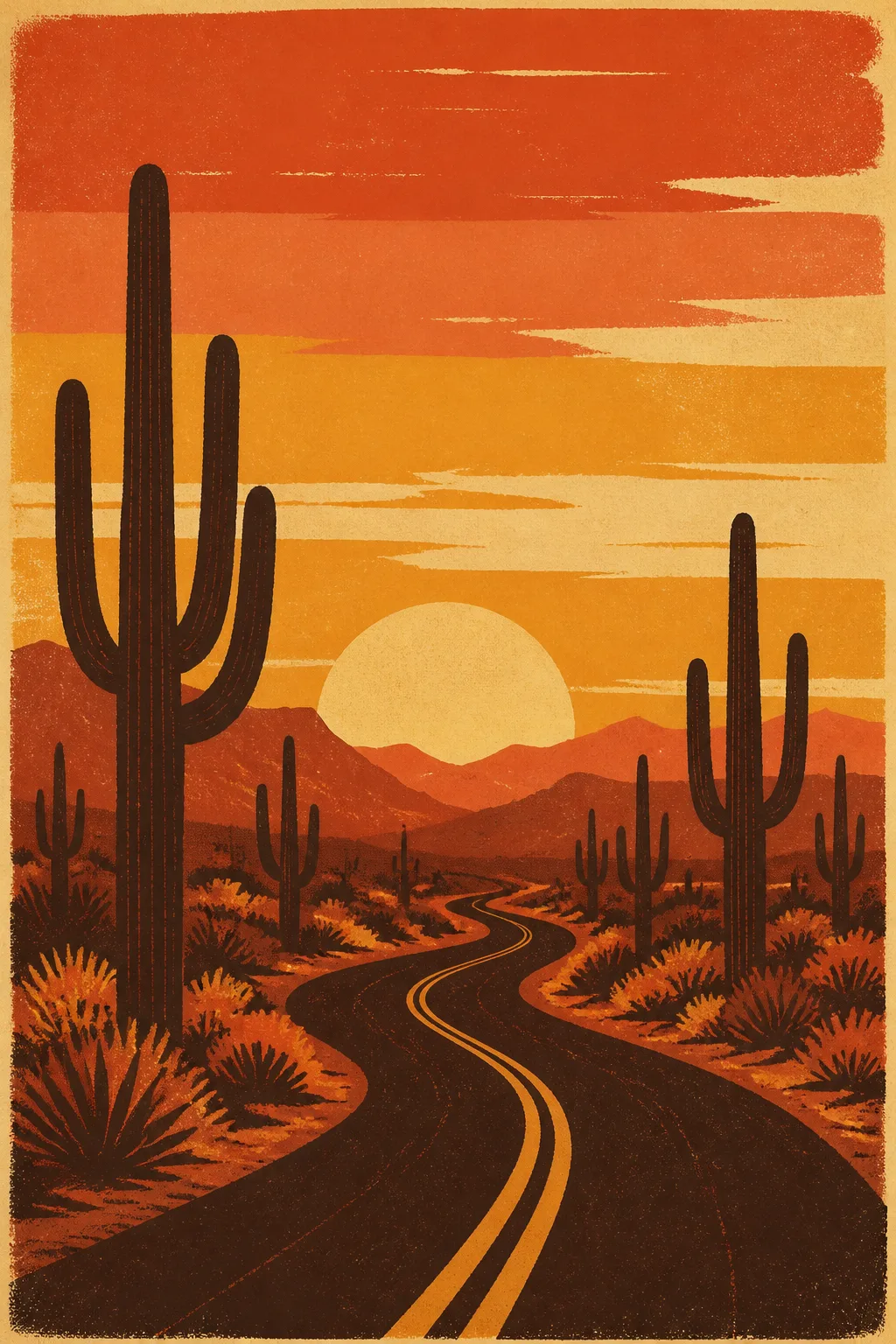 Retro Desert Road Trip Poster
