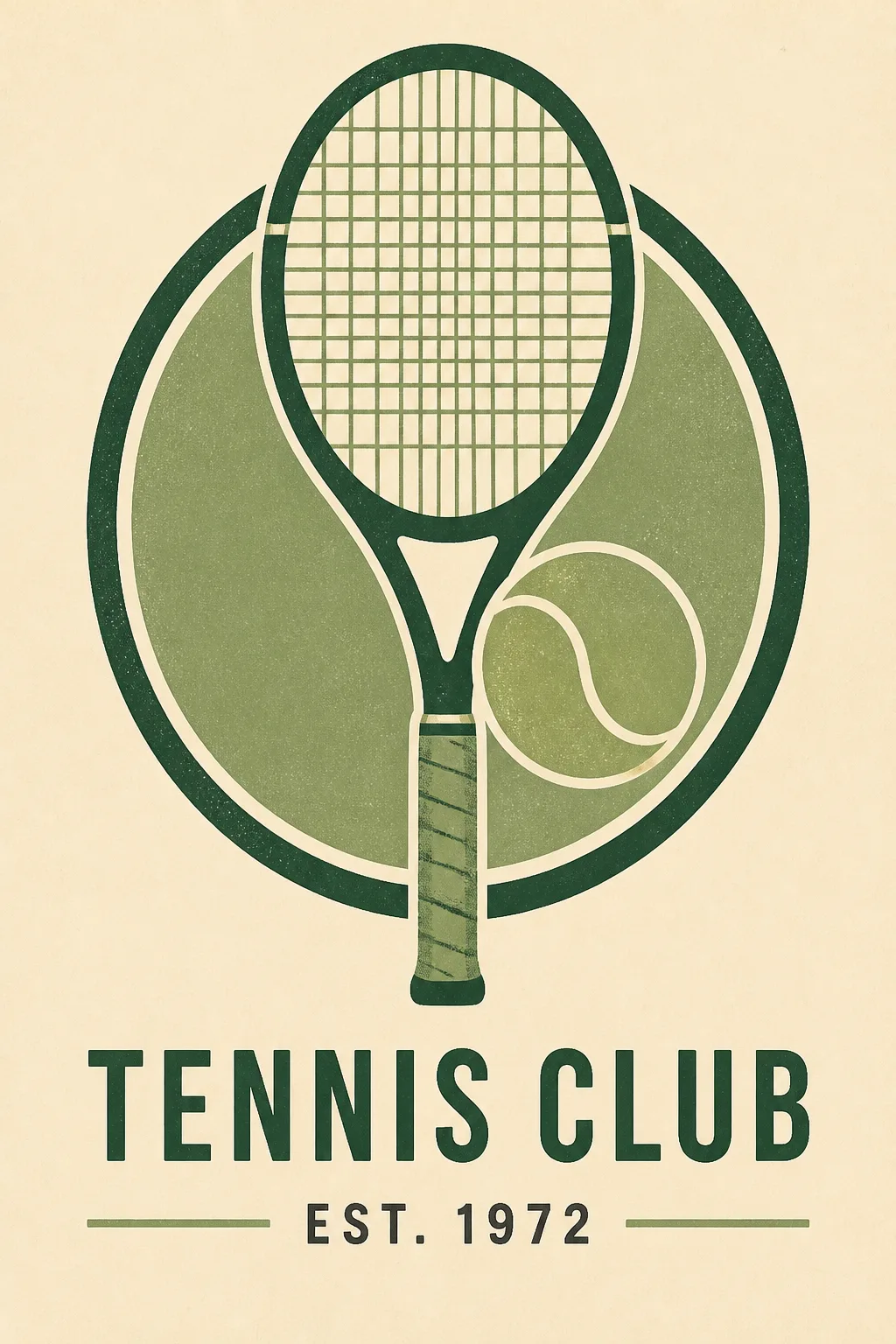 Retro Green Tennis Club Wall Art